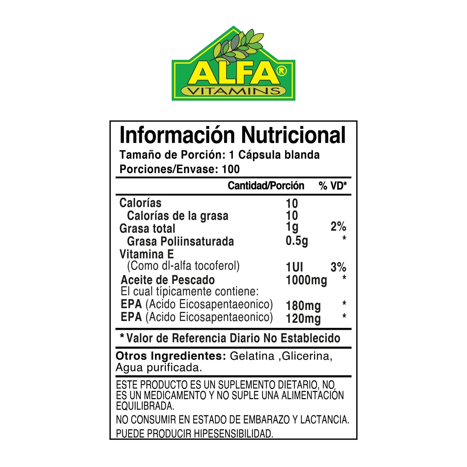 Omega 3 AlfaVitamins 100 Cápsulas blandas - Imagen 2