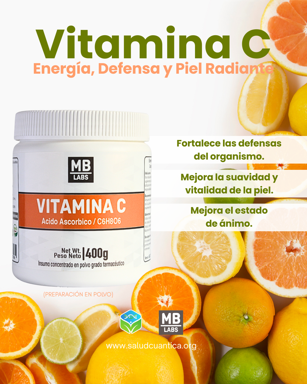 Vitamina C Polvo 400g - Imagen 2