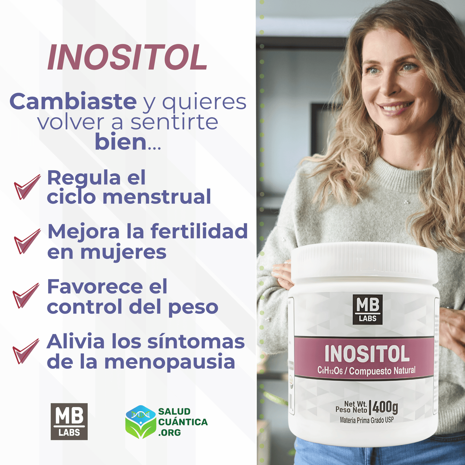 Inositol Puro en Polvo 400g - Imagen 2